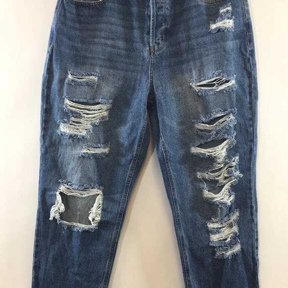Vanilla Star 90s Boyfriend Jeans Womens 15 Medium Wash Distressed Button Fly - Picture 3 of 12